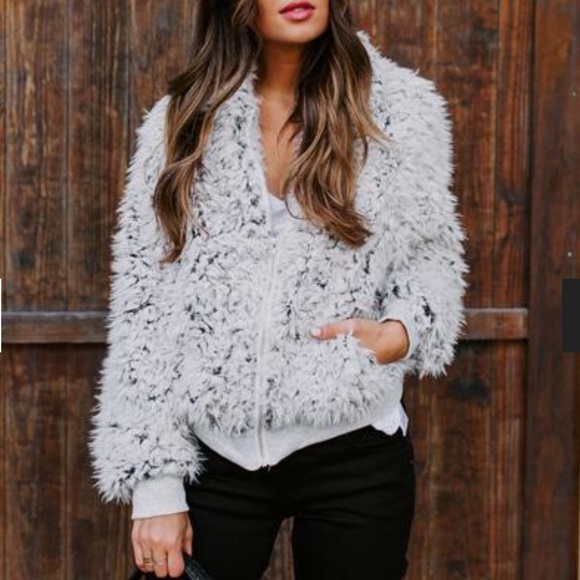 Vici Jackets & Blazers - VICI Snow Angel Pocketed Faux Fur Jacket
